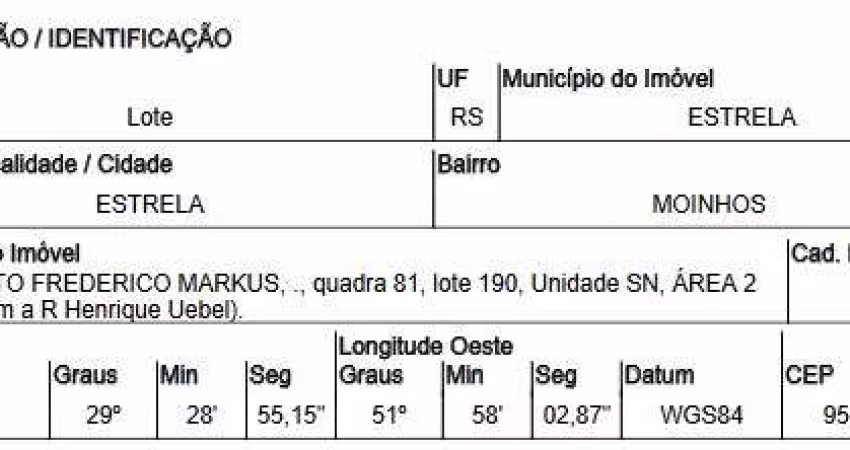 Oportunidade Única em ESTRELA - RS | Tipo: Terreno | Negociação: Venda Online  | Situação: Imóvel