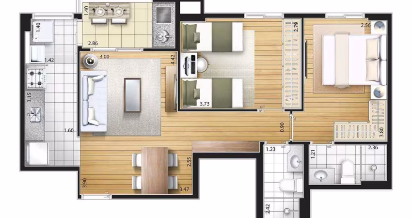 Apartamento à venda, 2 quartos, 1 suíte, 1 vaga, Fundação - São Caetano do Sul/SP