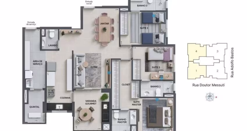Apartamento à venda, 3 quartos, 3 suítes, 2 vagas, Vila Bastos - Santo André/SP