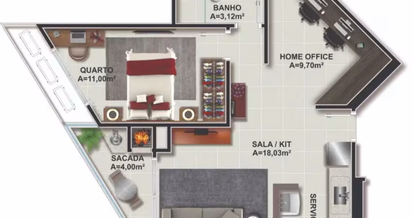 Apartamento novo de 1 dormitório + home office no itacorubi- florianópolis -sc