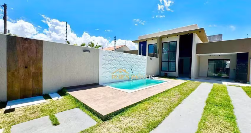 Belíssima casa linear alto padrão em meio lote, 3 quartos, com área gourmet à venda, 105 m² ouro verde/região de costazul