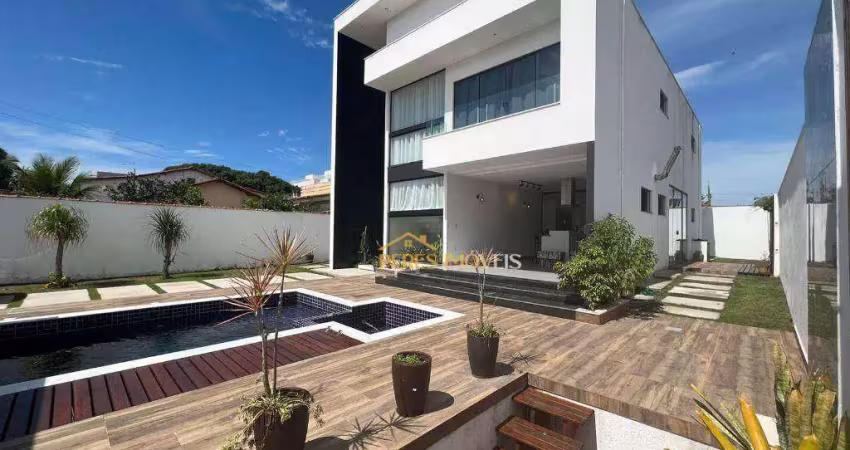 Luxuosa casa duplex em terreno inteiro, alto padrão com 3 quartos, área gourmet e piscina à venda, 258 m² - Praia Mar - Rio. das Ostras/RJ