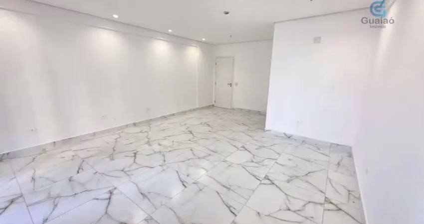 Alugo sala comercial nova no fusion office vila mathias, com banheiro privativo, sacada e acessibilidade total, vila mathias, santos.