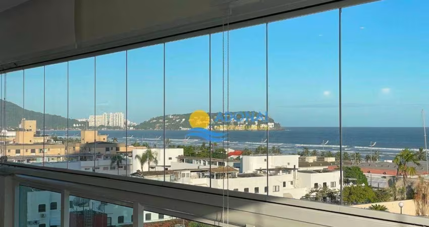 Enseada, vista panorâmica da praia da enseada, apartamento decorado, com varanda gourmet.