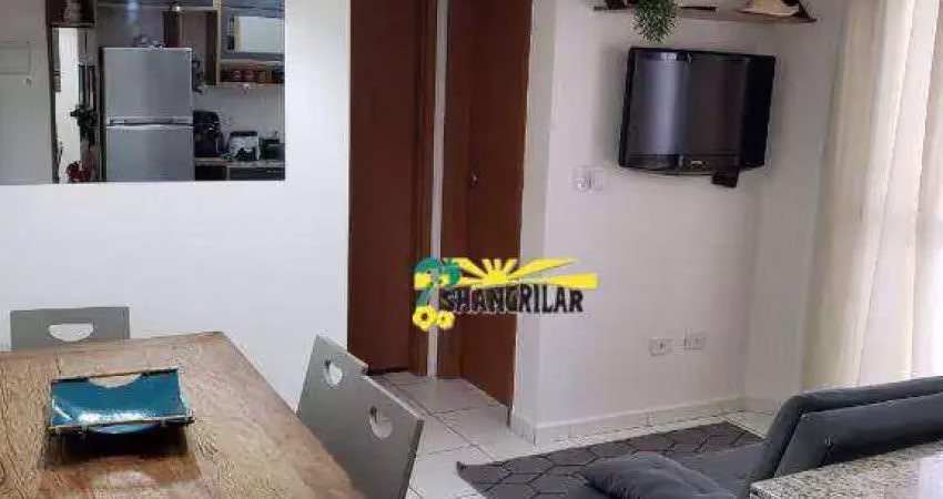 Apartamento mobiliado com sacada - 2 dormitórios à venda, 46 m² por r$ 360.000 - aviação - praia grande/sp