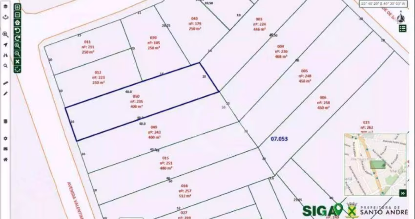 Terreno à venda, 400 m² por R$ 799.999,99 - Vila Guarani - Santo André/SP