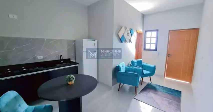 Flat mobiliado com 1 quarto, para locação no aruan, caraguatatuba/sp