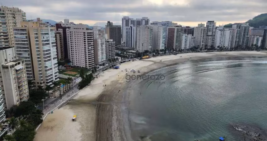 Apartamento a venda na praia das astúrias, frente ao mar, 02 dormitórios, com lazer e 03 vagas de garagem