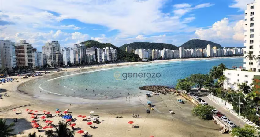 Apartamento a venda na praia das astúrias, frente ao mar, 04 dormitórios, 01 vaga de garagem e lazer no prédio