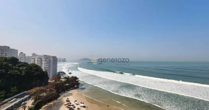 Apartamento a venda na praia das astúrias, frente ao mar, 03 dormitórios, 02 vagas de garagem e lazer no prédio