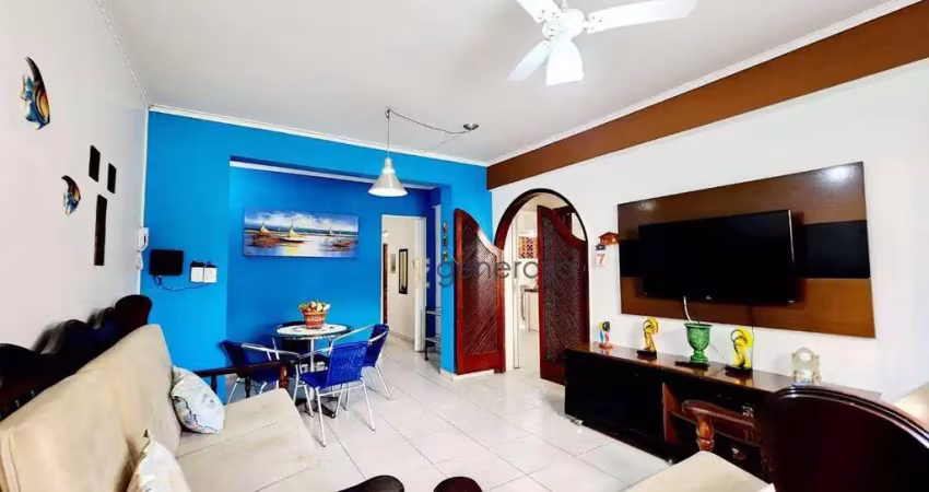 Apartamento a venda na praia das astúrias, 02 dormitórios, com garagem, a 01 quadra da praia