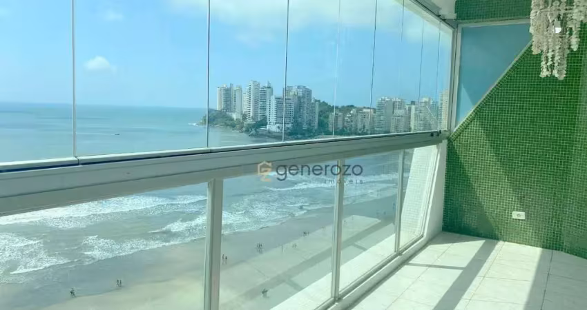 Apartamento na praia das astúrias, frente mar, 03 dormitórios, 02 vagas, lazer
