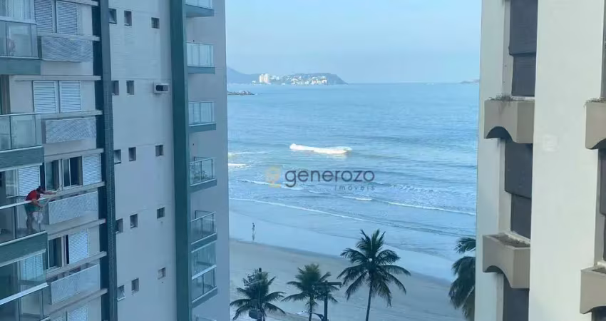 Apartamento frente à praia das astúrias, 03 suítes, 02 vagas, lazer
