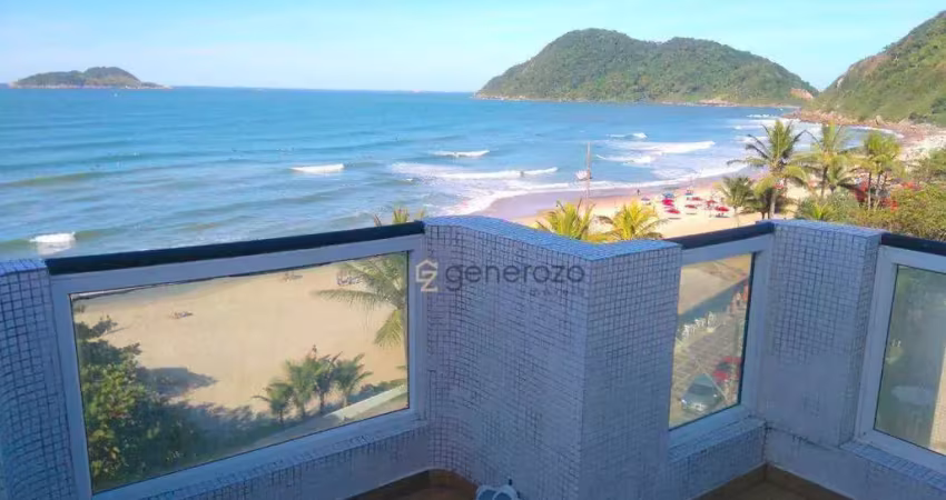 Cobertura à venda na praia do tombo, 02 dormitórios, 01 vaga, frente à praia