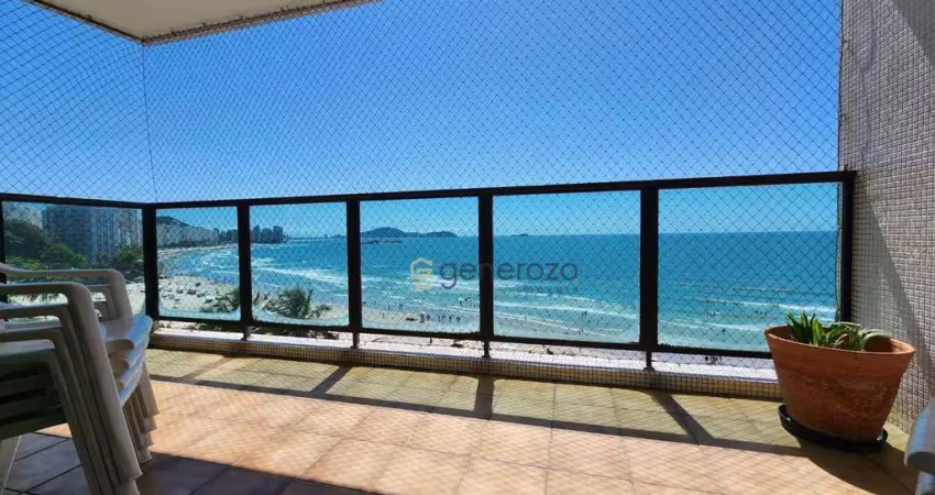 Apartamento a venda na praia das astúrias, frente ao mar, 03 dormitórios, 02 vagas e lazer