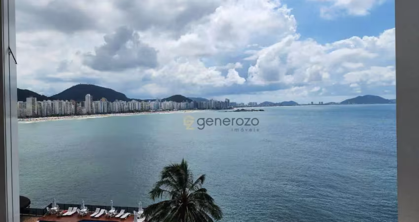Apartamento a venda na praia das astúrias, frente ao mar, 03 dormitórios, 02 vagas e lazer