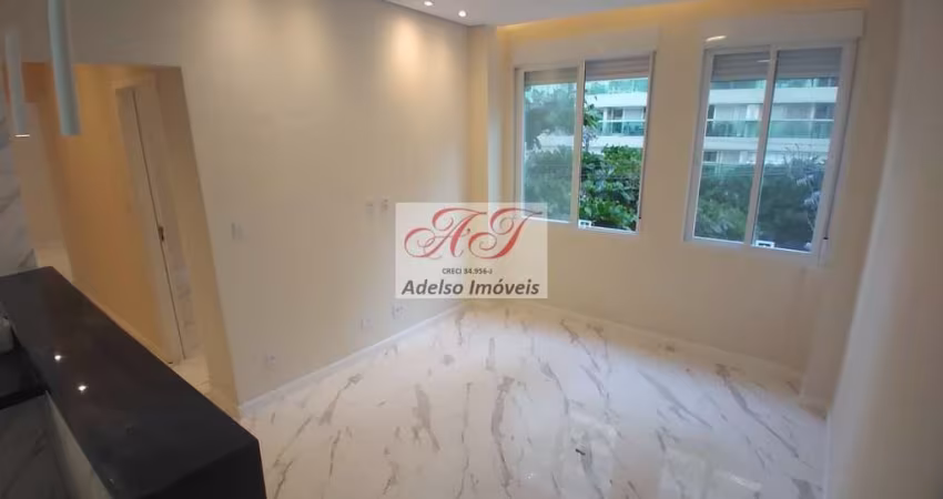 Apartamento para locação em Santos-SP, bairro Embaré, 2 quartos, 1 sala, 1 banheiro, 1 vaga de garagem, 50m² de área.