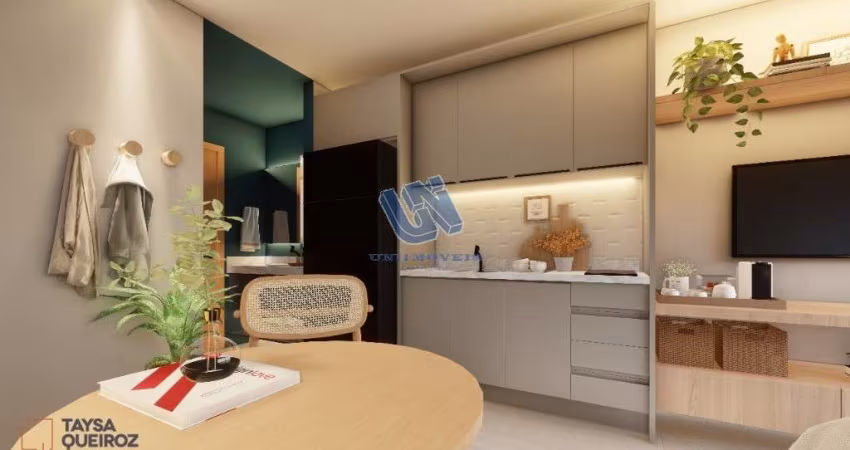 Apartamento Studio, nascente, Finamente decorado e Mobiliado,área privativa de 27m2 e uma vaga de garagem rotativa.