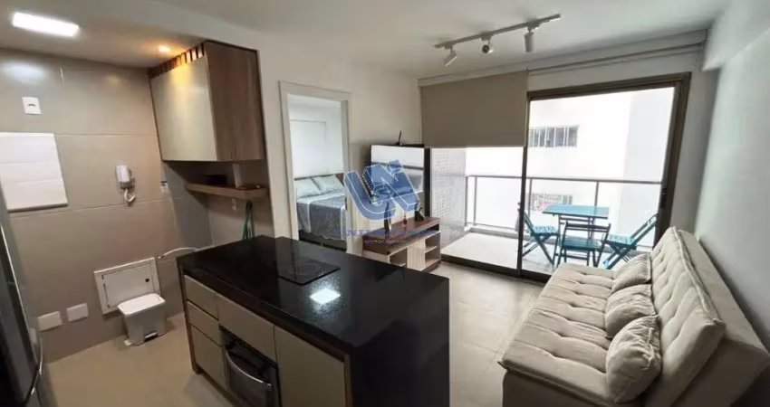 Apartamento mobiliado quarto e sala com varanda nascente 36m2 na barra