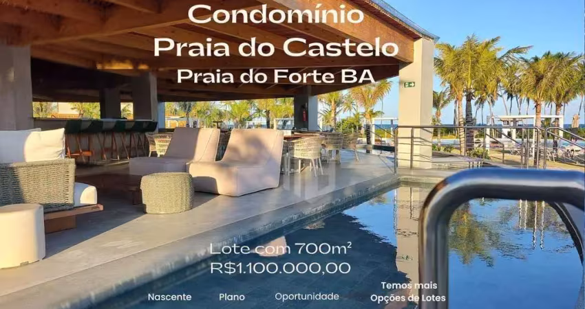 Terreno à venda no condomínio praia do castelo em praia do forte – 700m² nascente e plano