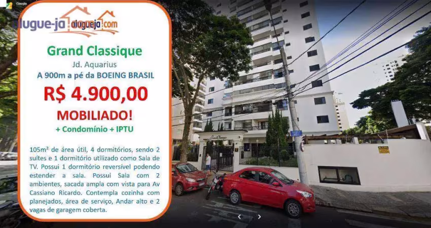 Apartamento Mobiliado para Alugar no Jardim Aquarius com 4 quartos  105m²