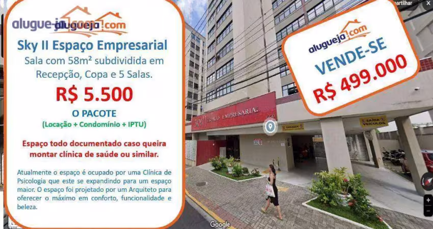 Sala, 58 m² - venda por r$ 499.000,00 ou aluguel por r$ 5.500,00/mês - centro - são josé dos campos/sp