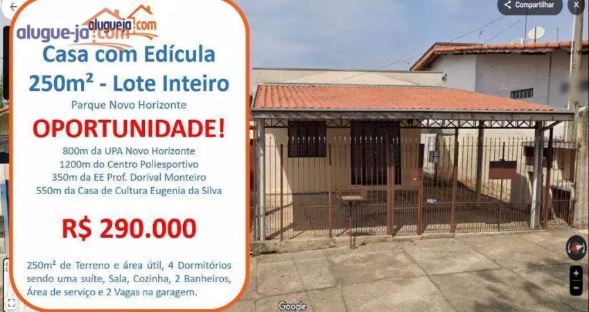 Casa com 4 dormitórios à venda, 250 m² por r$ 290.000,00 - parque novo horizonte - são josé dos campos/sp