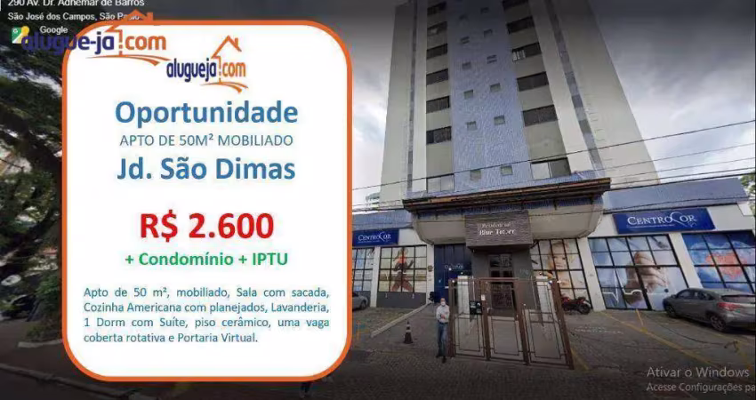 Apartamento com 1 dormitório para alugar, 50 m² por r$ 3.090,00/mês - jardim são dimas - são josé dos campos/sp