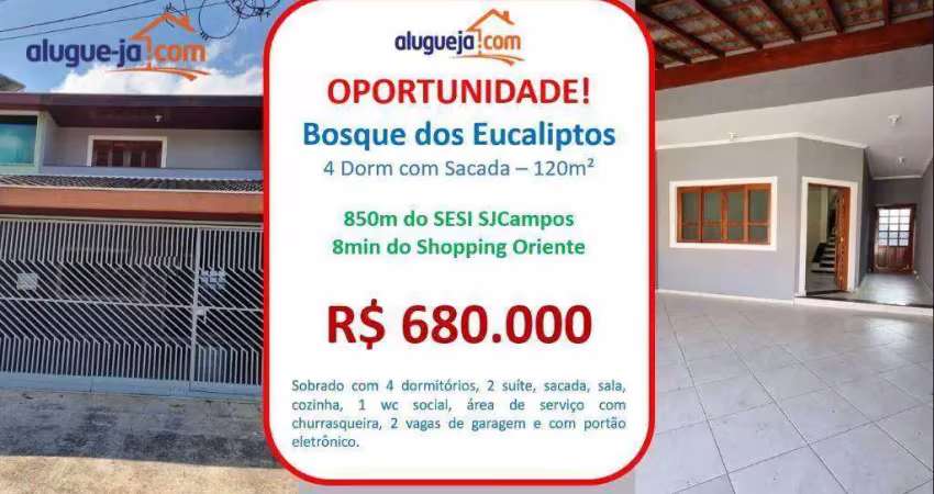 Sobrado com 4 dormitórios à venda, 120 m² por r$ 680.000,00 - bosque dos eucaliptos - são josé dos campos/sp
