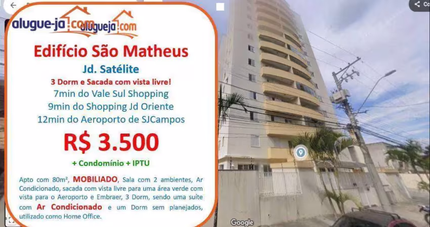 Apartamento com 3 dormitórios para alugar, 80 m² por r$ 4.230,00/mês - jardim satélite - são josé dos campos/sp