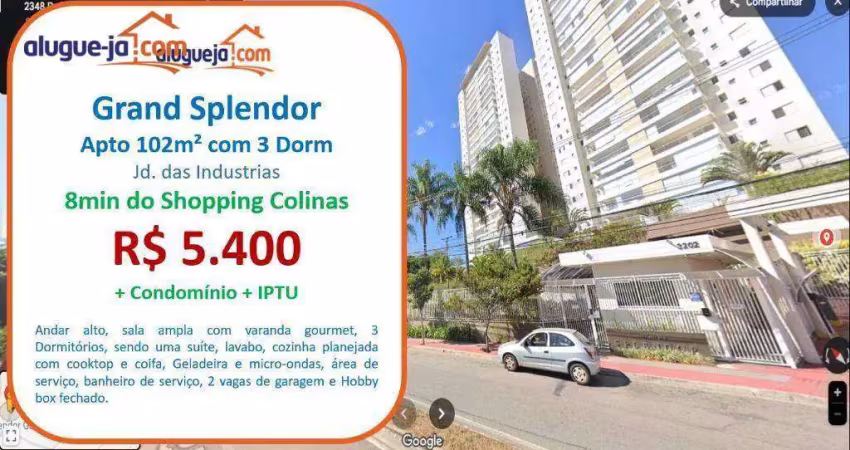 Apartamento com 3 dormitórios para alugar, 102 m² por r$ 6.525,00/mês - jardim das indústrias - são josé dos campos/sp