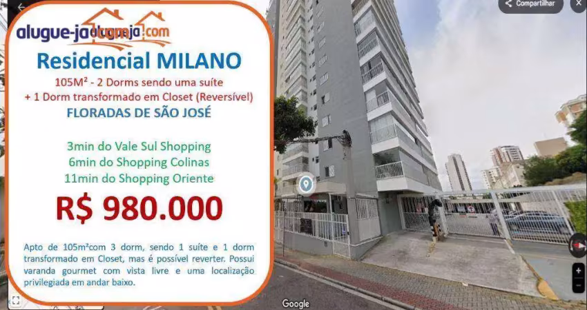 Apartamento com 3 dormitórios à venda, 105 m² por r$ 980.000,00 - floradas de são josé - são josé dos campos/sp