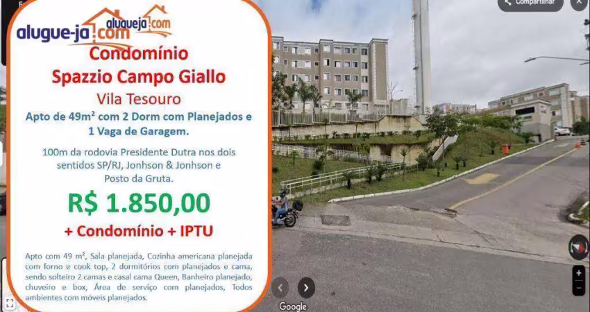 Apartamento com 2 dormitórios para alugar, 49 m² por r$ 2.140,00/mês - vila tesouro - são josé dos campos/sp