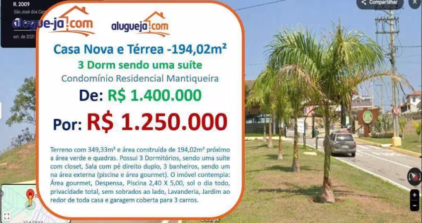Casa com 3 dormitórios à venda, 194 m² por r$ 1.250.000,00 - condomínio residencial mantiqueira - são josé dos campos/sp