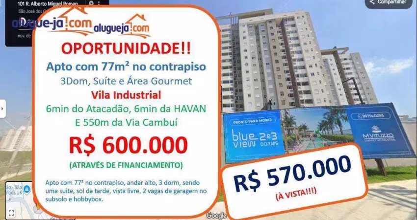 Apartamento com 3 dormitórios à venda, 77 m² por r$ 600.000,00 - vila industrial - são josé dos campos/sp