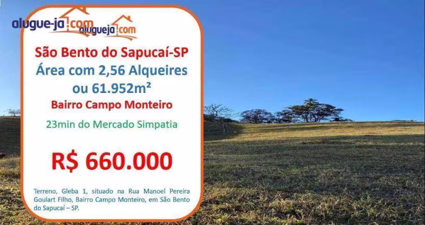 Área à venda, 61952 m² por r$ 660.000 - campo monteiro - são bento do sapucaí/sp