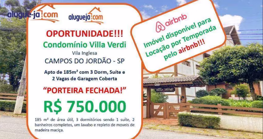 Apartamento com 3 dormitórios à venda, 185 m² por r$ 750.000 - vila inglesa - campos do jordão/sp