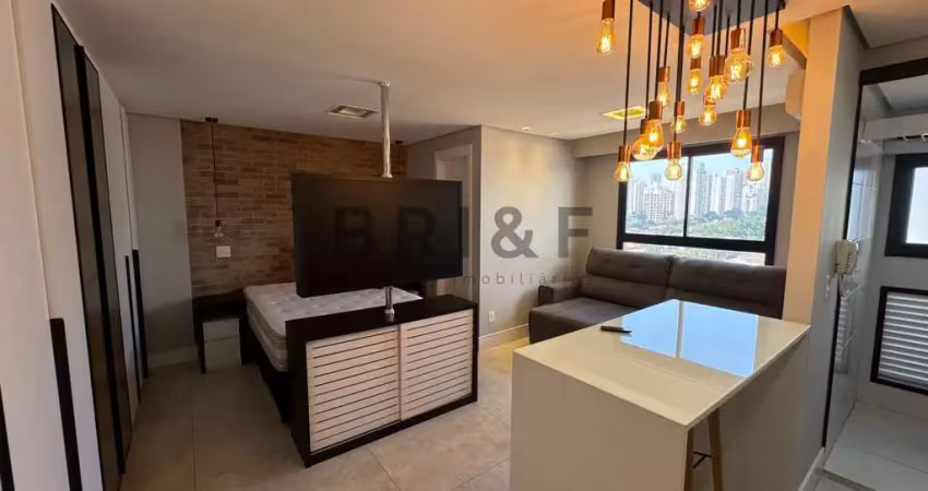 Apartamento mobiliado para alugar - 30m² - studio, 1 vaga - brooklin, são paulo/sp