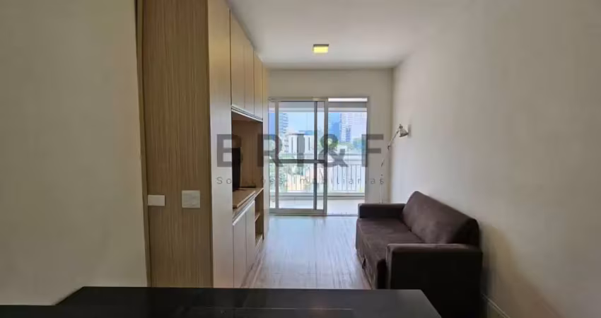 Apartamento para locação/venda 44m²,  MOBILIADO, 1 suíte, varanda, 1 vaga. Brooklin, SP.