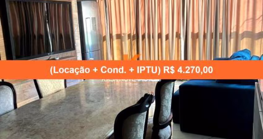 Quarto e Sala - 59,50 m² - Varanda - Mobiliado - Área de Serviço - 1 Vaga de Garagem