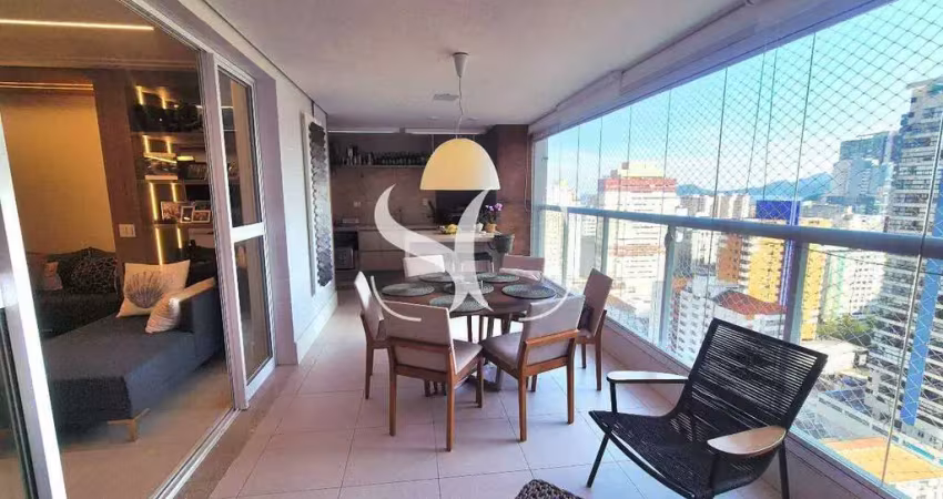 Vende-se apartamento de alto padrão em condomínio clube, 3 suítes, 2 vagas, varanda gourmet - gonzaga, santos sp