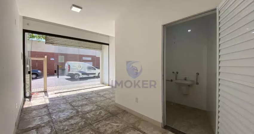 Salão comercial térreo com mezanino; centro, suzano/sp; 53 m² (36 m² térreo e 17 m² de mezanino); fachada de vidro; 1 banheiro.