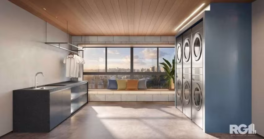 Apartamento novo de 2 Dormitórios  com 60m², uma suíte, uma vaga de garagem em prédio em construção empreendimento GO CIDADE BAIXA .Living para dois ambientes, churrasqueira, cozinha com área de servi