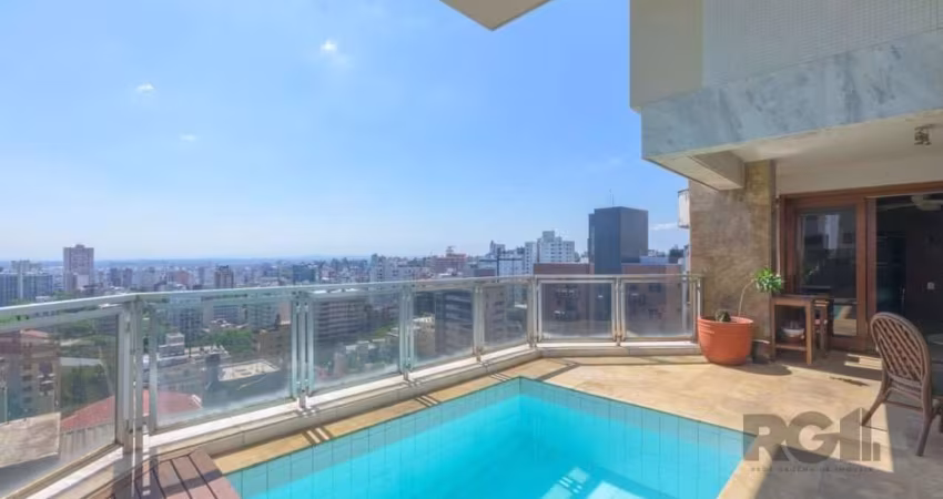 Esta raridade vai te encantar, uma oportunidade única. Apartamento com piscina privativa na sacada, semi mobiliado no bairro Rio Branco. Amplo living com sala de estar, jantar e a área externa com esp