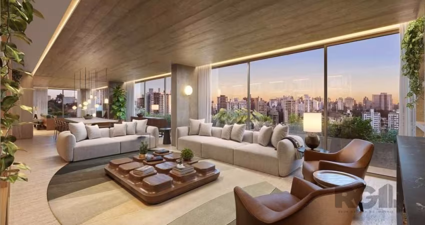 Apartamento com 464 m² de área privativa, 4 suítes, no bairro Três Figueiras. Em andar alto, com vista panorâmica, hall privativo, living 3 ambientes com sacada, lareira tradicional, espaço gourmet co
