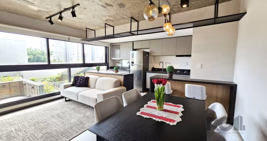 Studio Mobiliado | 43m2 Privativos | Menino Deus&lt;BR&gt;&lt;BR&gt;Lindo apartamento tipo studio com 43m2 privativos, 100% mobiliado (era o decorado da construtora). Ampla janela no living, vista def