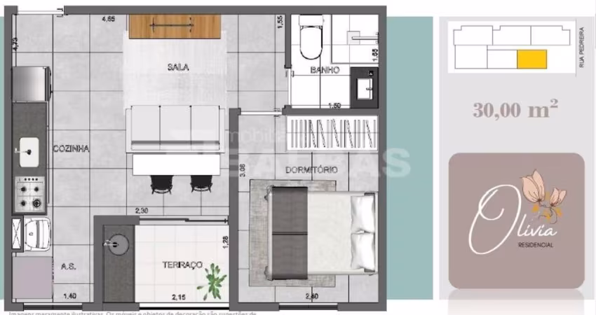 APARTAMENTO NOVO - 30 m² - EXCELENTE LOCALIZAÇÃO