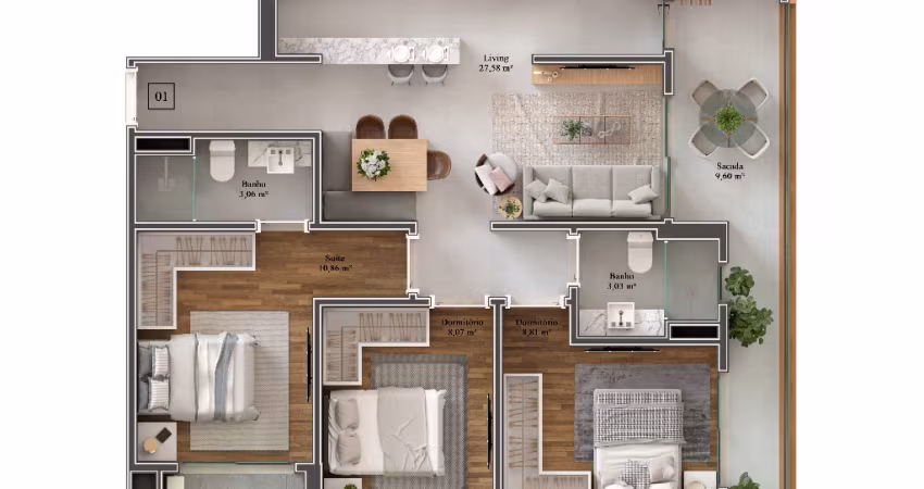 Apartamento na planta  3 quartos sendo 1 Suíte,  Fica no Bairro Sao Judas Cidade de Itajai  Santa Catarina.