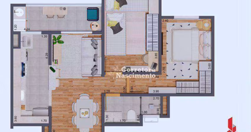Apartamento com 2 dormitórios à venda, 55 m² por R$ 289.400,00 - Jardim Santa Maria - Jacareí/SP