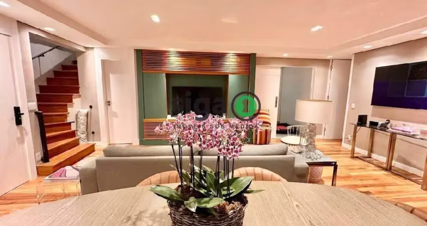 Cobertura duplex com 233m² ,3 quartos, sendo 2 suites,4 vagas no jd guedala à venda, semi mobiliado